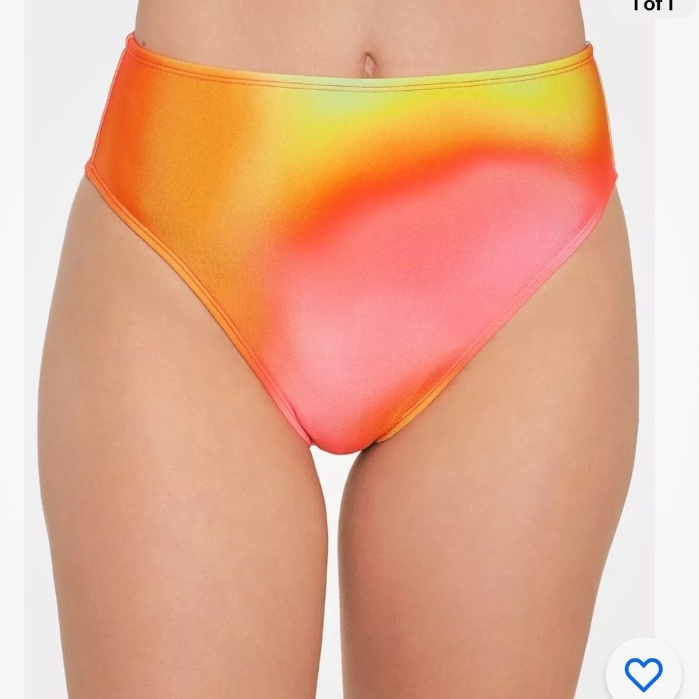 Salt + Cove Printed High-Waist Bikini Bottoms in Rainbow Size Medium